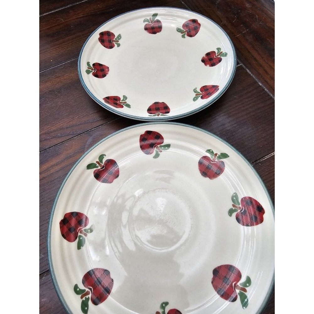 Ingleman Design Applejack Stoneware Set Of 2 Salad Plates Apple Print